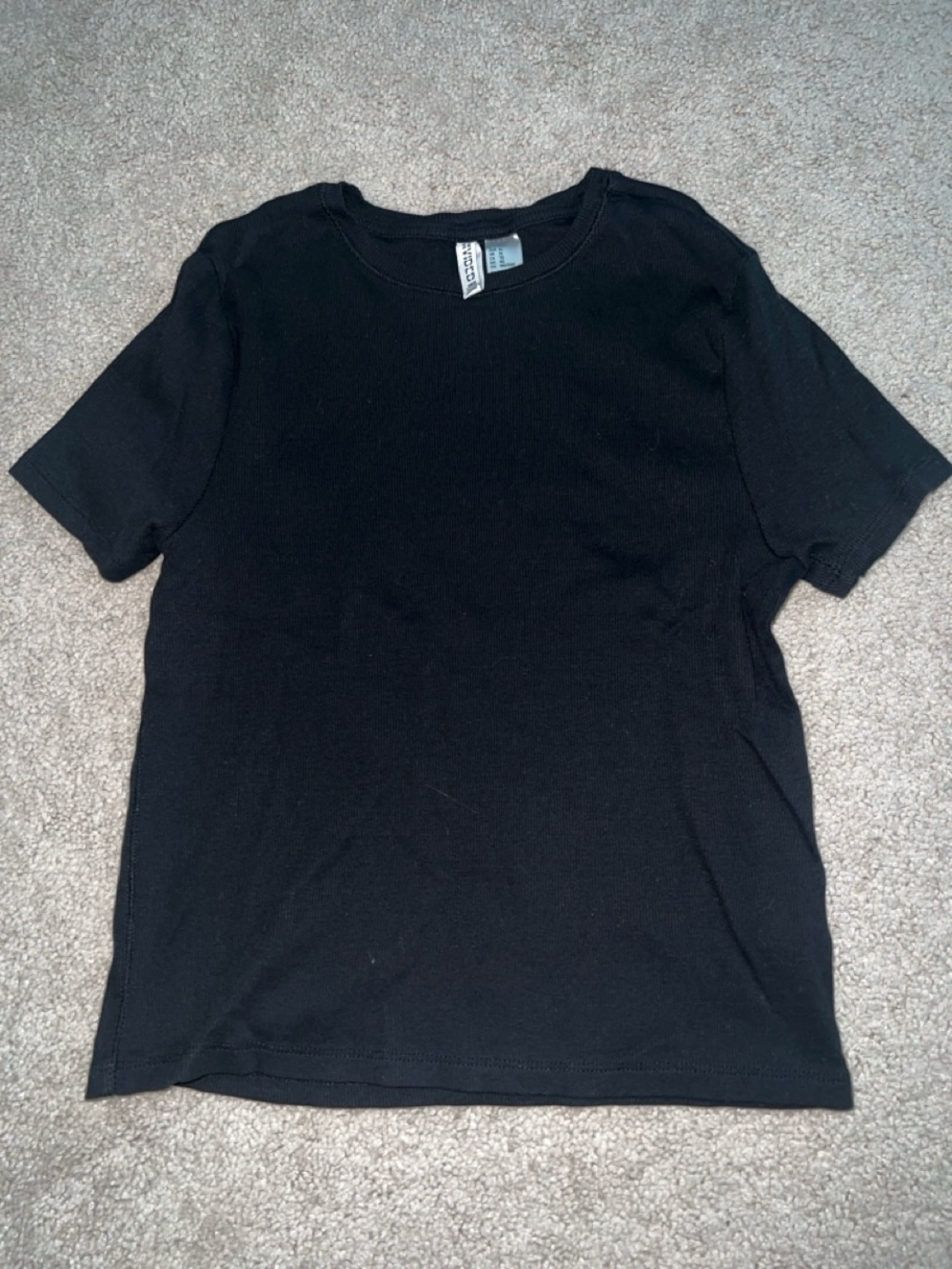 H&M Black Short Sleeve ribbed cotton Tee